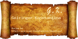 Geiringer Konstantina névjegykártya